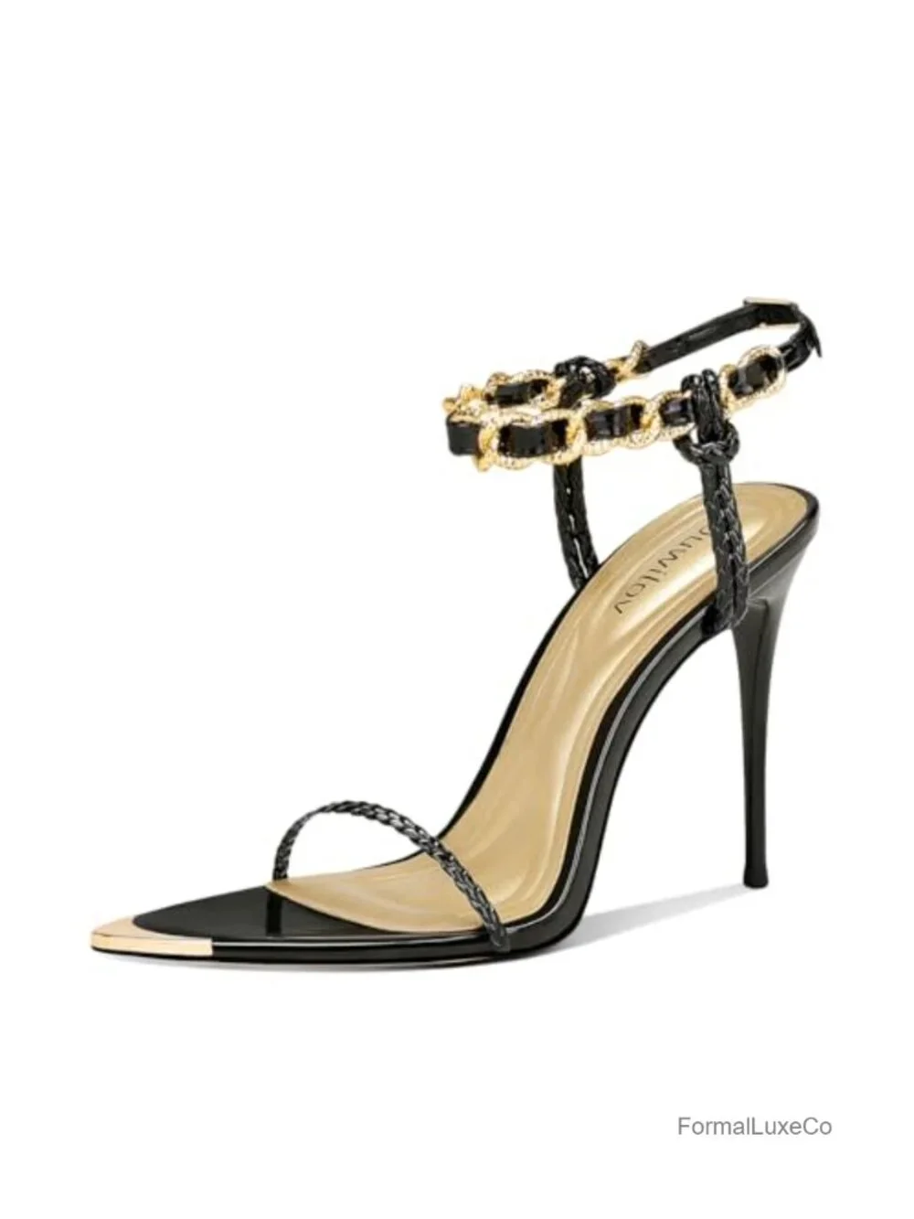 Gold Strappy Stiletto Heels Open Toe Ankle Strap High Heel Sandals for Wedding